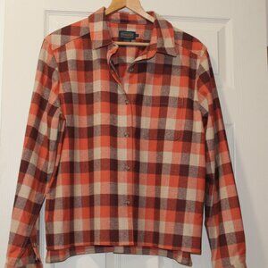 Pendleton Boyfriend Board Shirt Womens Virgin Wool Red Mix Plaid XL